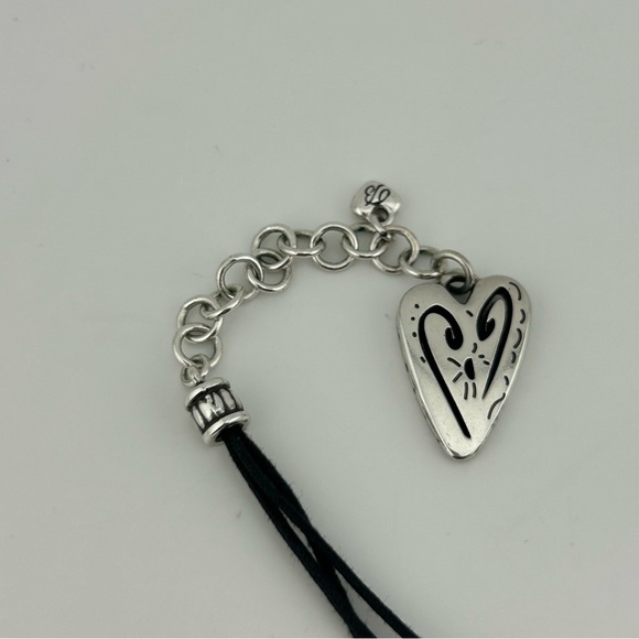 Brighton BRAZILIAN Black Cord Triple-Strand Silver Charms Heart Necklace - Picture 6 of 9